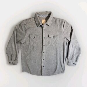Telluride Clothing Co Mens XL Gray Flannel Button Up Shirt Jacket Wool Blend